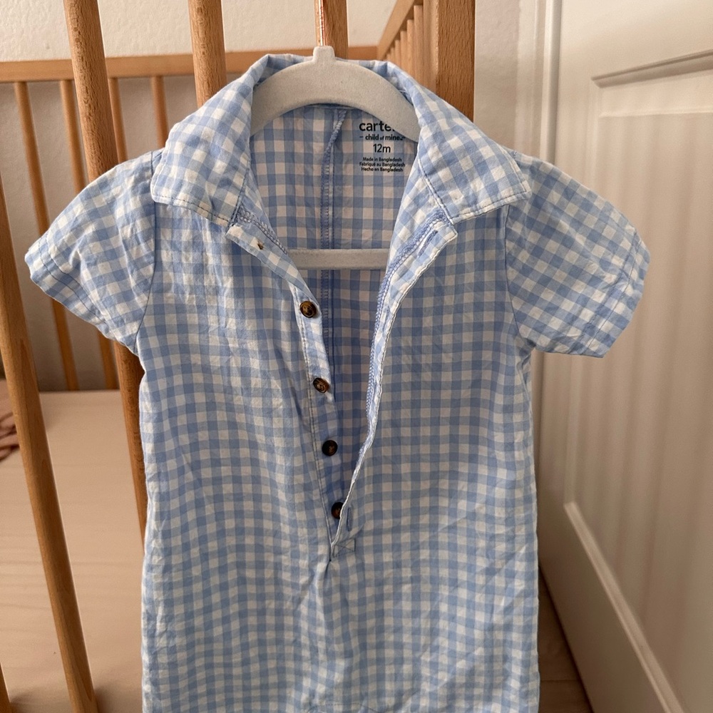 Carter's Blue Gingham Romper